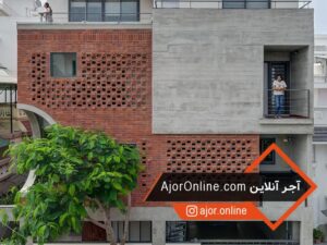 ترکیب نمای آجر قرمز و سنگ