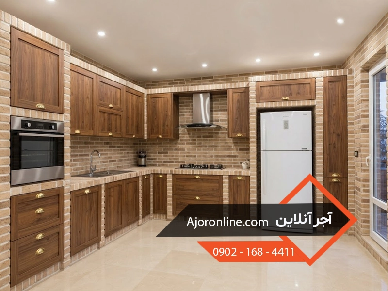 کابینت آجری با درب چوبی