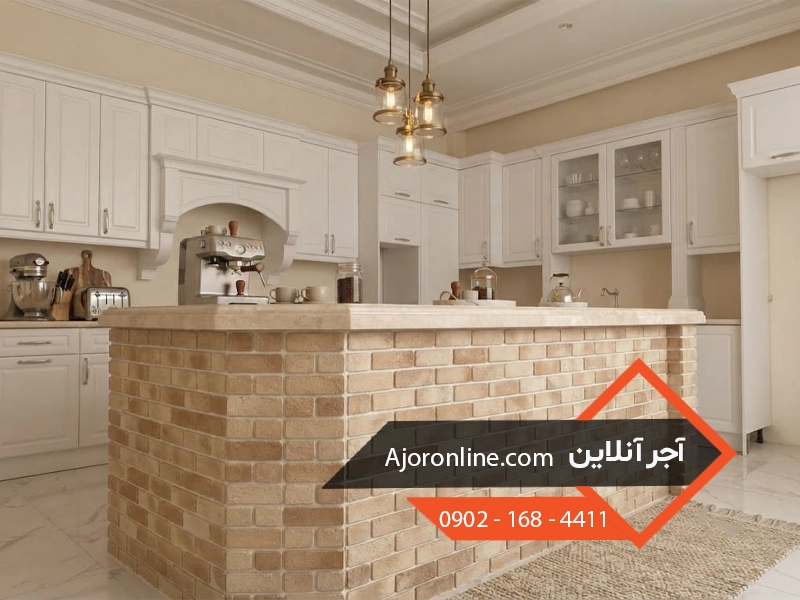 جزیره آشپزخانه با آجر